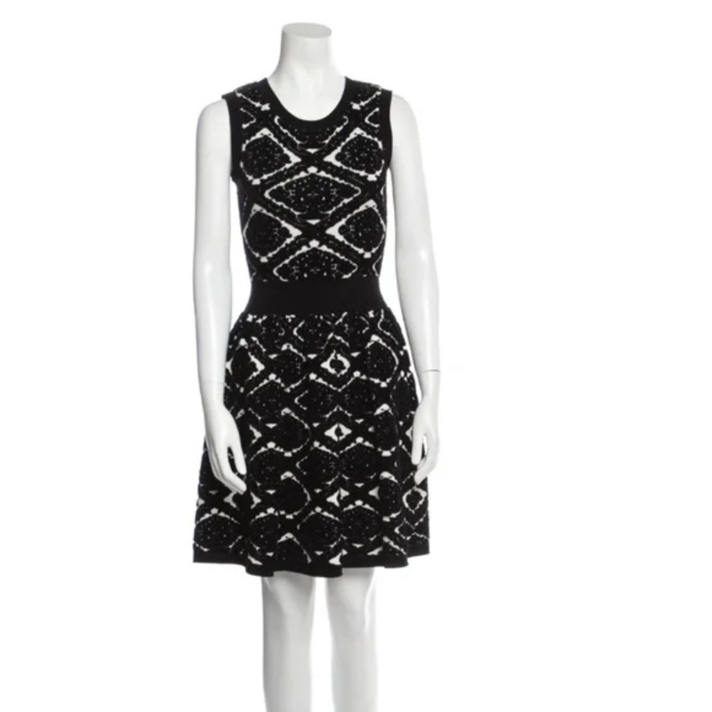 Sandro Black and White A-Line Midi Dress